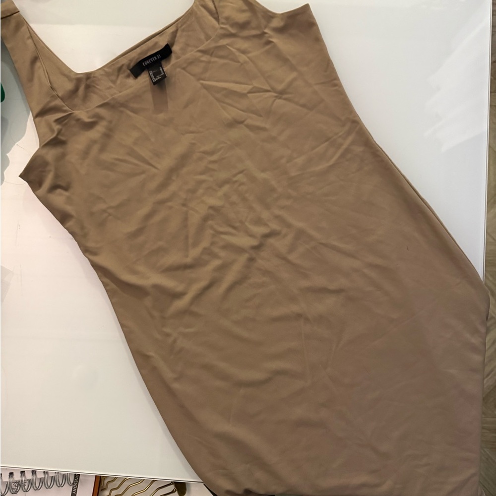 Forever 21 Beige Slip Dress with Thin Straps